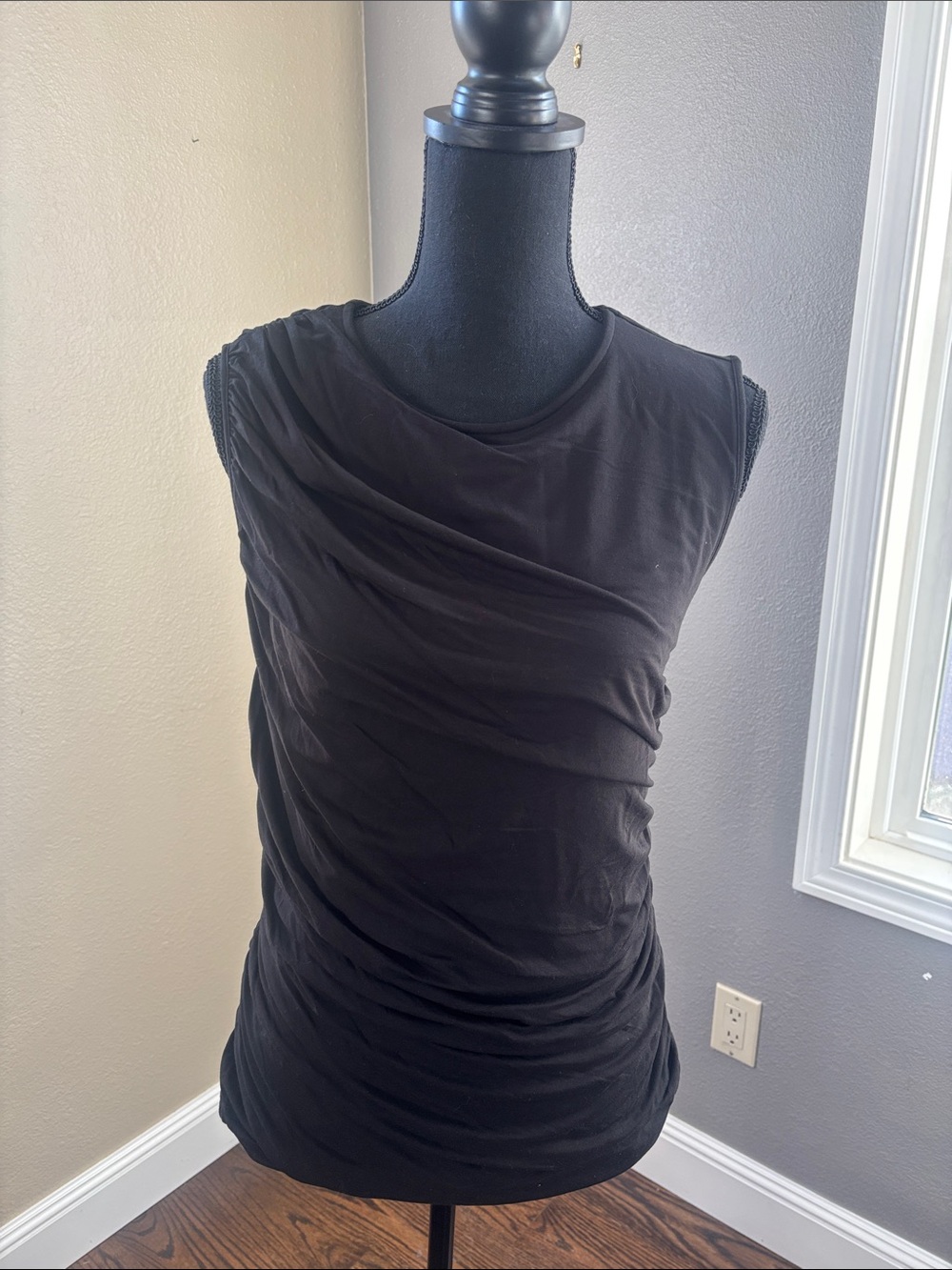 Banana Republic Factory Black Sleeveless Ruched Tank Top